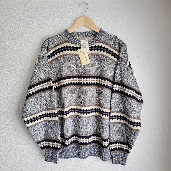 Other - NWT Vintage Waterfront Workshop Knit Striped Grandpa Crewneck Sweater Size M